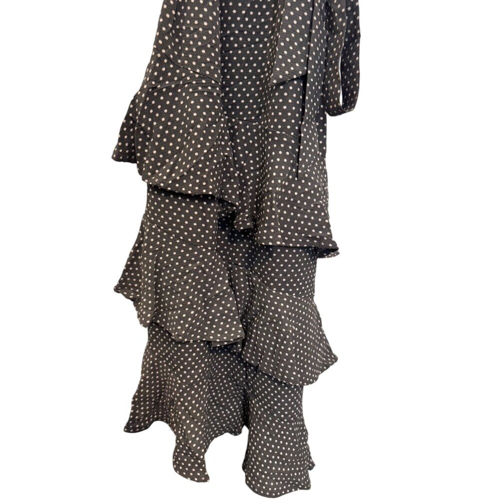 Bar III Tiered Polka Dot Sleeveless Dress Womens Size 12 Gray White Tiered Ruffl - Picture 4 of 6
